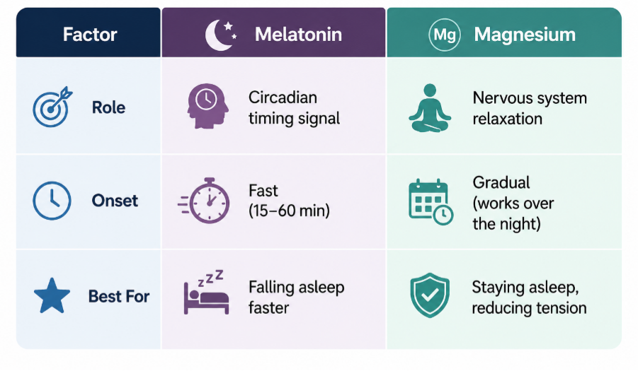 Comparison of melatonin and magnesium for sleep 